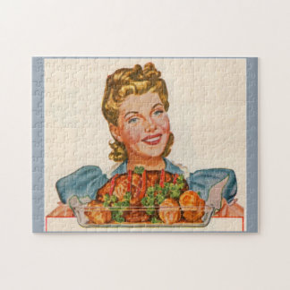 proud housewife with her dinner creation jigsaw puzzle