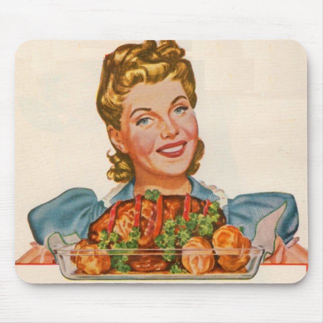 proud housewife with her dinner creation mouse pad (Front)
