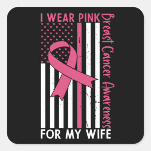 Proud Husband Of A Breast Cancer Warrior Wife Square Sticker