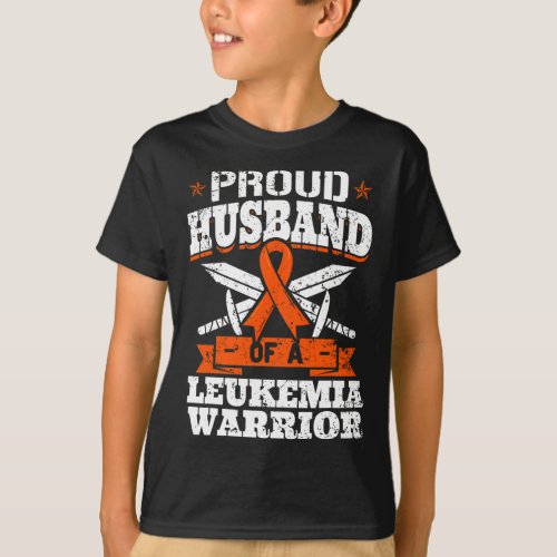 Proud Husband Of A Leukemia Warrior Awareness Bloo T_Shirt