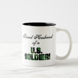 Proud Husband of a US Soldier Tshirts and Gifts Two-Tone Coffee Mug