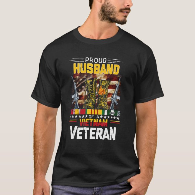 Proud Husband Of A Vietnam Veteran  Vietnam War Ve T-Shirt (Front)