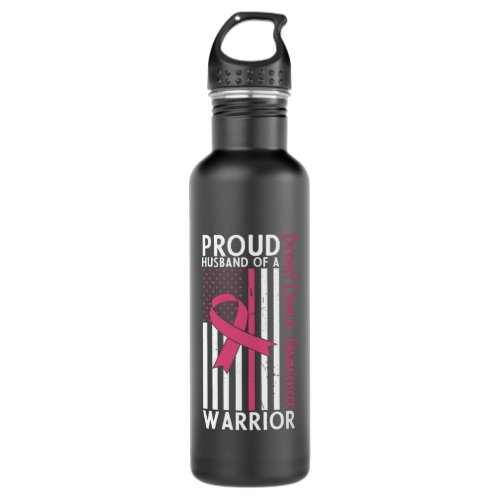 Proud Husband Of A Warrior Breast Cancer Awareness Stainless Steel Water Bottle