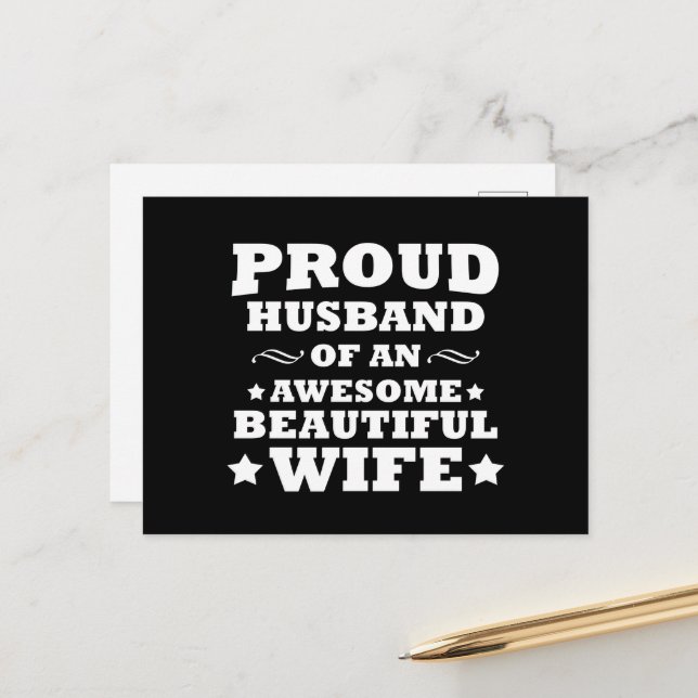 proud husband of an awesome beautiful wife holiday postcard (Front/Back In Situ)