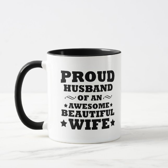 proud husband of an awesome beautiful wife  mug (Left)