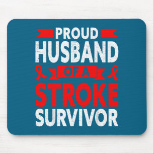 Proud Husband Stroke Survivor Red Illustration Mouse Pad