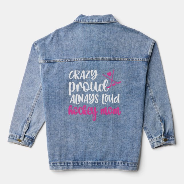 Proud Ice Hockey Mom Ice Hockey Player Mama   Denim Jacket (Back)