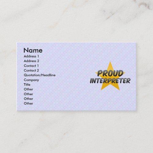 Proud Interpreter Business Card Templates