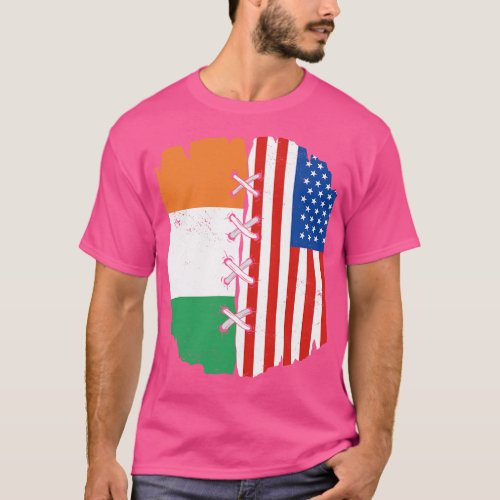 Proud Irish American Heritage Ireland and USA Flag T_Shirt