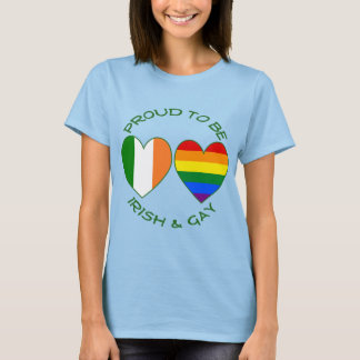 Proud Irish and Gay Heart Flags Pride and Ireland  T-Shirt