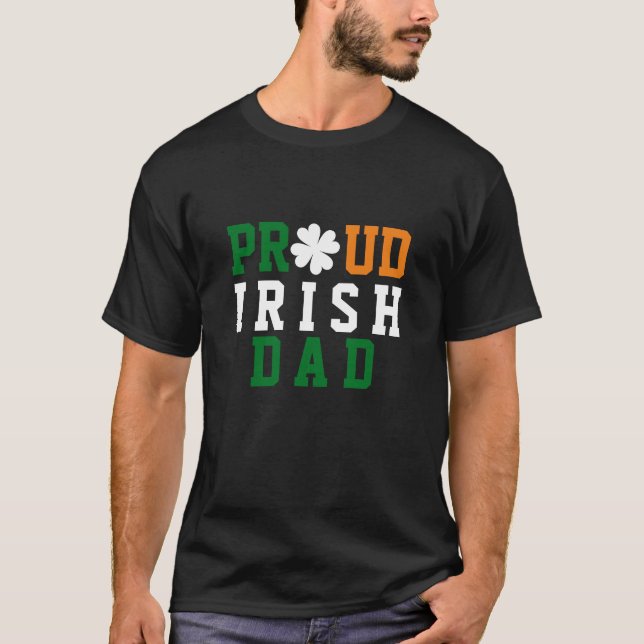 Proud Irish Dad Shamrock Clover Father's Day T-Shirt (Front)