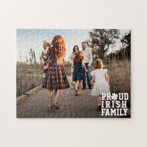 Proud Irish Family Shamrock Lucky Clover Photo  Ji Jigsaw Puzzle