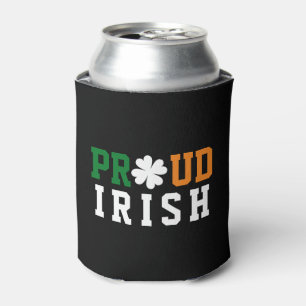 Proud Irish Shamrock Lucky Clover Quote St Paddy Can Cooler