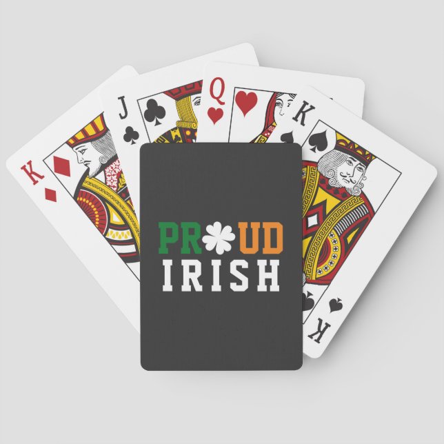 Proud Irish Shamrock Lucky Clover Quote  St Paddy  Poker Cards (Back)