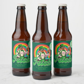 Proud & Irish St Patrick Custom LGBTQ+ Beer Bottle Label