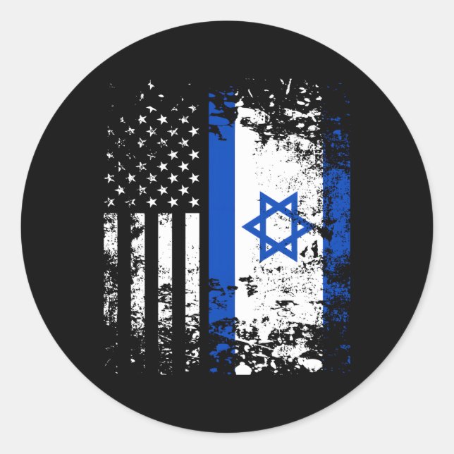 Proud Israeli Usa Flag Patriotic Pride American Is Classic Round Sticker (Front)