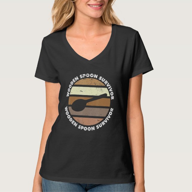 Proud Italian Mom Joke  Wooden Spoon Survivor Meme T-Shirt (Front)