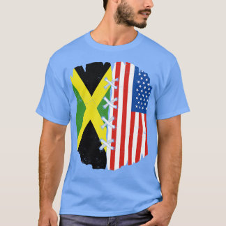 Proud Jamaican American Heritage Jamaica USA Flag T-Shirt