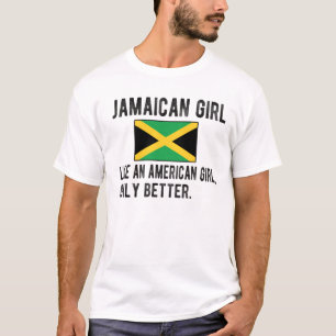 Proud Jamaican Girl Jamaica Flag Jamaican Roots T-Shirt