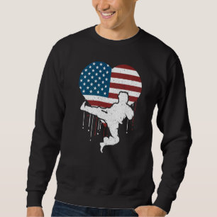 Proud Karate Coach American Flag Retro Martial Art Sweatshirt