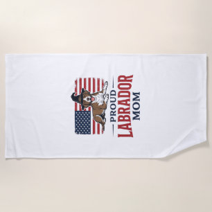 Proud Labrador Mom Patriotic Dog Halloween Shirt D Beach Towel