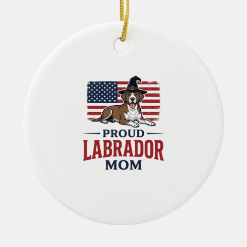 Proud Labrador Mom Patriotic Dog Halloween Shirt D Ceramic Ornament