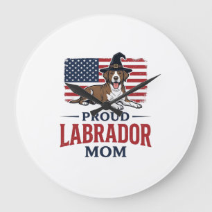 Proud Labrador Mom Patriotic Dog Halloween Shirt D Large Clock