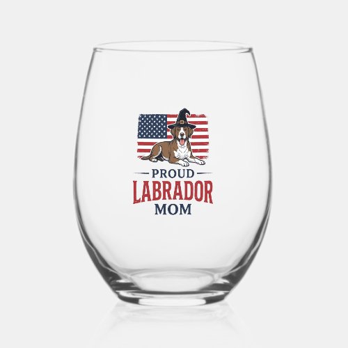 Proud Labrador Mom Patriotic Dog Halloween Shirt D Stemless Wine Glass