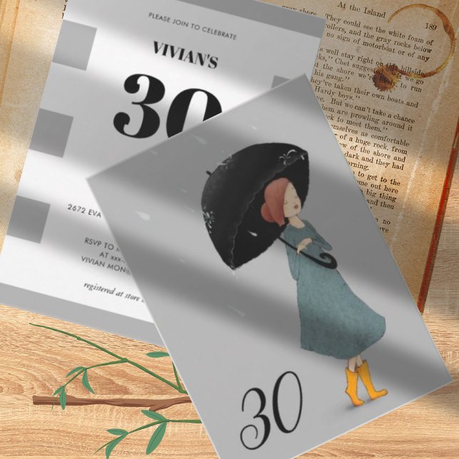 Proud Lady In The Raining Day 30th Birthday Invitation (Creator Uploaded)