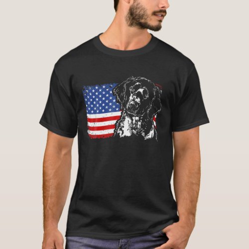 Proud Large Munsterlander American Flag patriotic  T_Shirt