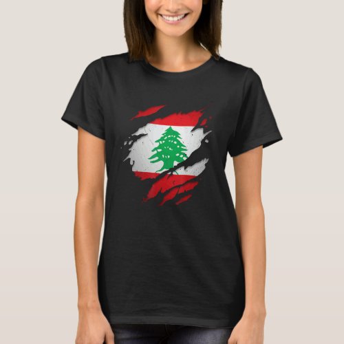 Proud Lebanese  Torn Ripped Lebanon Flag T_Shirt