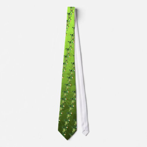 Proud Leprechaun Waving an Irish Flag Neck Tie