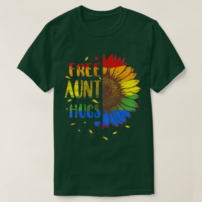 Proud LGBT Free Aunt Hugs LGBT Costume LGBT Gay Pr T-Shirt (Design Front)
