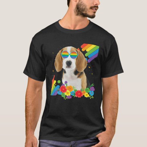 Proud LGBT Gay Beagle Dog Pride Flag Rainbow LGBTQ T_Shirt