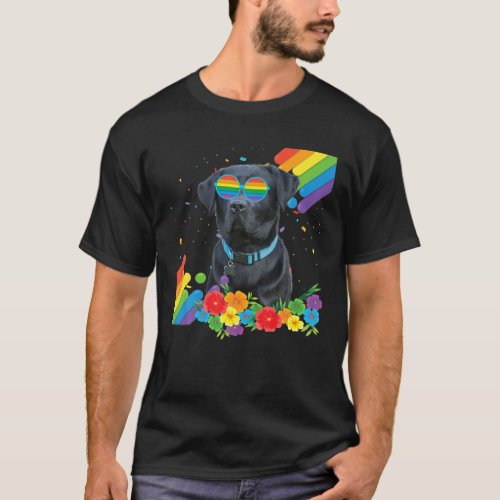 Proud LGBT Gay Black Labrador Dog Pride Flag T_Shirt