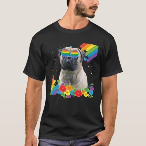 Proud LGBT Gay Bullmastiff Dog Pride Flag Rainbow T_Shirt