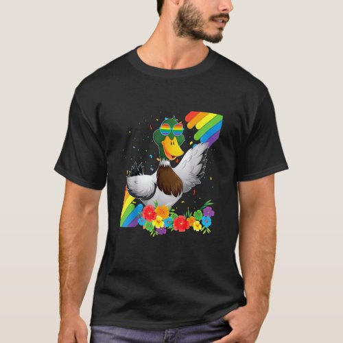 Proud Lgbt Gay Duck Pride Flag Rainbow Lgbtq Lesbi T_Shirt