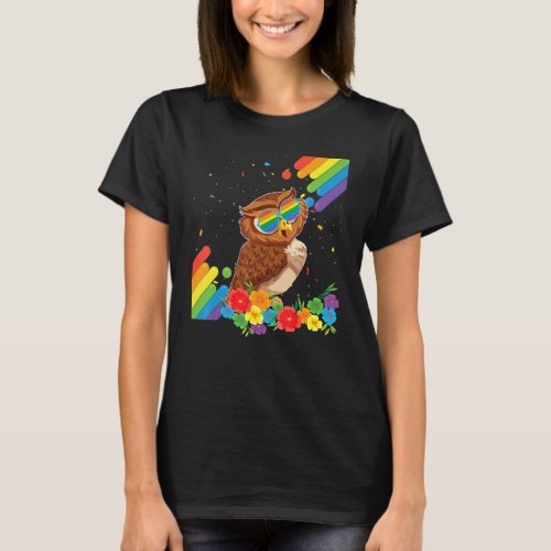Proud Lgbt Gay Owl Pride Flag Rainbow Lgbtq Lesbia T_Shirt