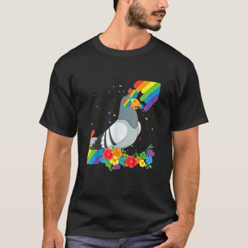 Proud Lgbt Gay Pigeon Pride Flag Rainbow Lgbtq Les T_Shirt