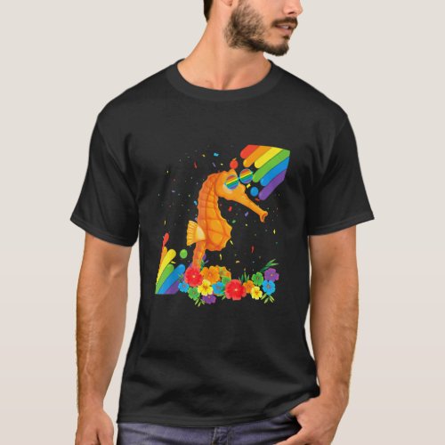 Proud Lgbt Gay Seahorse Pride Flag Rainbow Lgbtq L T_Shirt