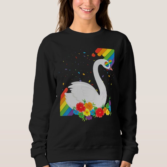 Proud Lgbt Gay Swan Pride Flag Rainbow Lgbtq Lesbi Sweatshirt (Front)