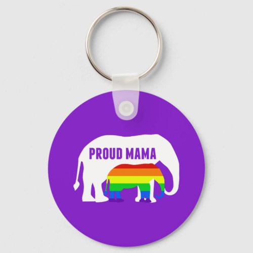 Proud LGBT Mama Elephant Gay Pride Mom Purple Keychain