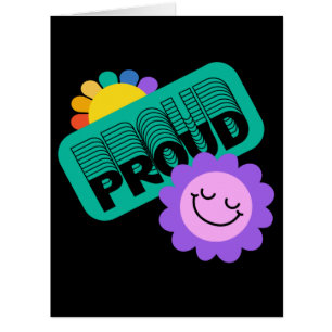 Proud. LGBT+Pride. Rainbow lovewith sunflower. Cards