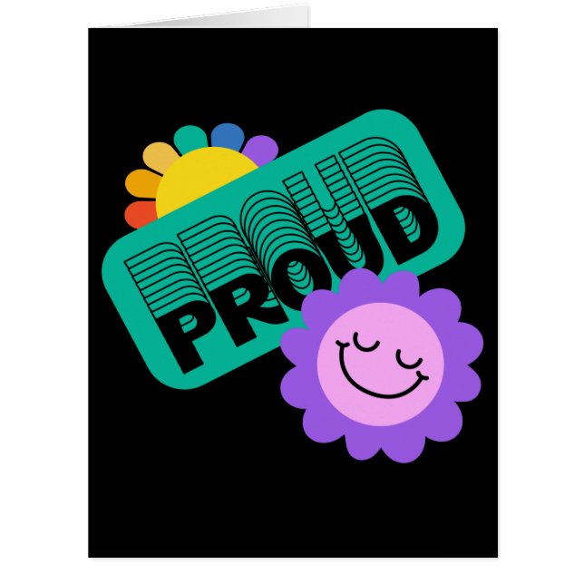Proud. LGBT+Pride. Rainbow lovewith sunflower. Cards (Front)