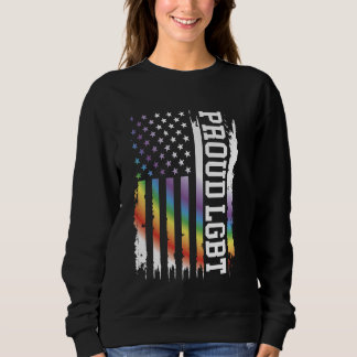 Proud Lgbt United States Distressed Rainbow w US F Sweatshirt