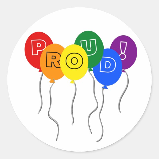 Proud LGBTQ Pride Color Balloons Classic Round Sticker (Front)