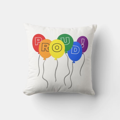 Proud LGBTQ Pride Color Balloons Outdoor Pillow