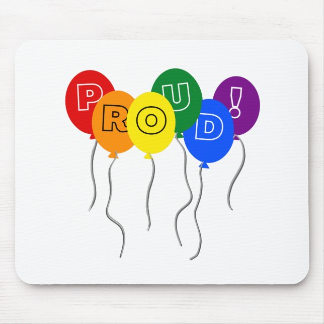 Proud LGBTQ Pride Color Balloons - White Mouse Pad (Front)