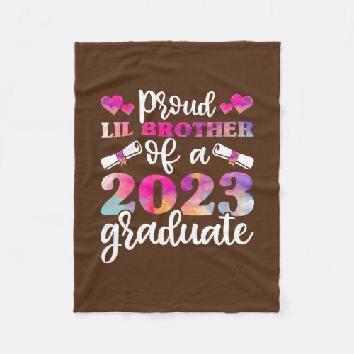 Proud Lil Brother Of 2023 Graduate s Funny Fleece Blanket