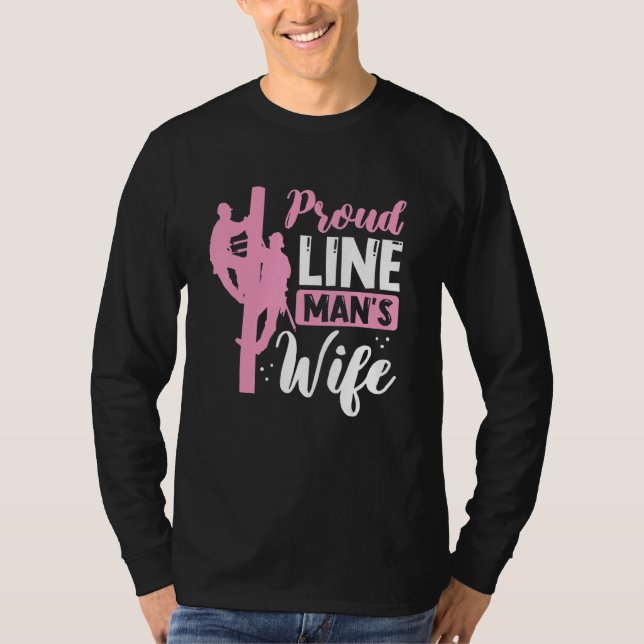 Proud Line Mans Wife Electric Cable Worker Womens T-Shirt (Front)